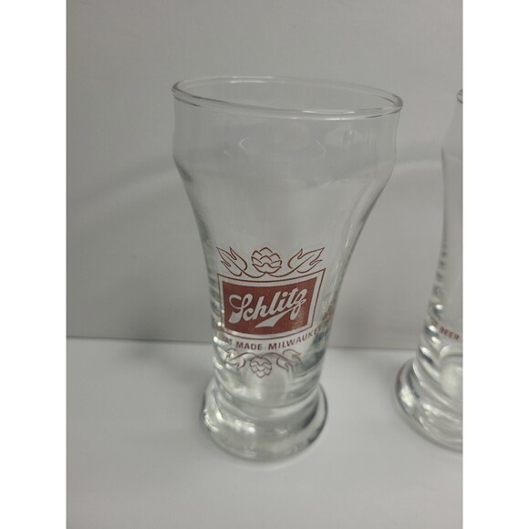 Vtg Schlitz Beer Sham Glass / Tavern Bar Advertising / Man Cave Barware Decor 2 - Picture 2 of 6